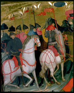 Beridna soldater, detalj från Jungfruns och St. Georges altartavla, ca 1390-1400 (tempera på panel) av Lluís Borrassà