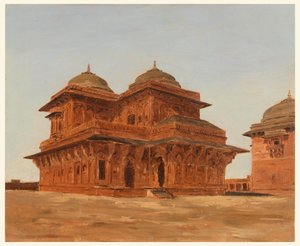 Teckning, Fatehpur Sikri, Birbals palats, Indien, 19 mars 1881