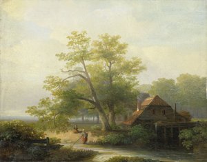 En vattenkvarn i ett skogslandskap av Lodewijk Hendrik Arends