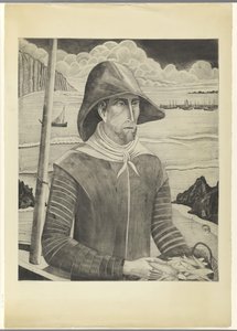 Bretonsk skruv Breton Fisherman II (originaltitel) av Lodewijk Schelfhout (signed by artist)