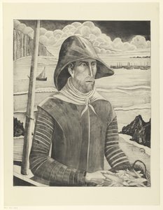 Bretonsk skruv Breton Fisherman II (originaltitel) av Lodewijk Schelfhout (signed by artist)