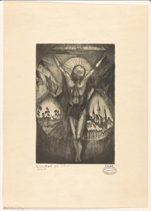 Kristus på korset Le Christ I (originaltitel på objekt) av Lodewijk Schelfhout (signed by artist)