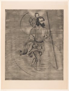 Saint Christopher med Kristusbarnet Saint Christophe (originaltitel) av Lodewijk Schelfhout (signed by artist)