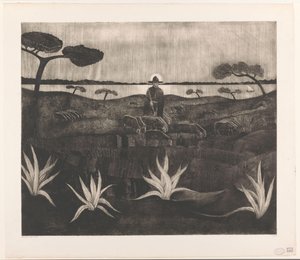 Herde med en flock får i ett kuperat landskap Le Troupeau (originaltitel) av Lodewijk Schelfhout (signed by artist)