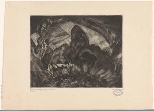 Kuperat landskap med träd Les Arbres (originaltitel på objekt) av Lodewijk Schelfhout (signed by artist)