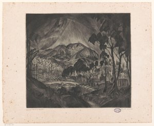 Kuperat landskap med industri Evolution (originaltitel på objekt) av Lodewijk Schelfhout (signed by artist)