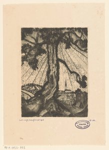 Kuperat landskap med bosättning Le Village I (originaltitel) av Lodewijk Schelfhout (signed by artist)