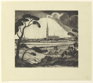 Hilversum med omnejd Hilversum (originaltitel) av Lodewijk Schelfhout (signed by artist)