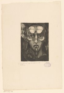 Huvudet av en kvinna Tête de femme III (originaltitel på objektet) av Lodewijk Schelfhout (signed by artist)
