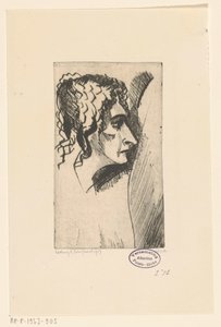 Huvudet av en kvinna Tête de femme IV (originaltitel) av Lodewijk Schelfhout (signed by artist)