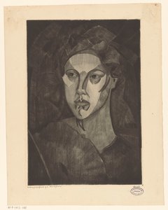 Huvudet av en kvinna Tête de femme I (originaltitel på objektet) av Lodewijk Schelfhout (signed by artist)