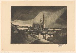 katedral La Cathédrale (originaltitel) av Lodewijk Schelfhout (signed by artist)