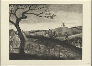 Plöjande bonde med en oxe vid Etikhove Labourer Flamand (originaltitel) av Lodewijk Schelfhout (signed by artist)
