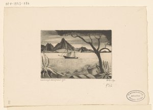 Segelfartyg i en vik Le Bateau (originaltitel) av Lodewijk Schelfhout (signed by artist)