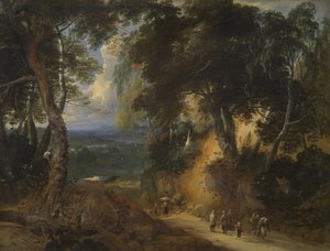 Soignes-skogen med marknadsförsäljare