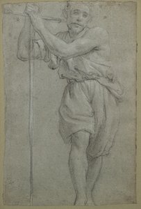 En man lutad på ett träkors (pastell) av Lodovico (attr. to) Carracci