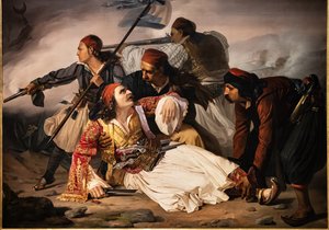 Marco Botzaris död, ca 1841 (olja på duk) av Lodovico Lipparini
