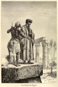 "Ibn Battuta i Egypten" medeltida resenär Muhammad Ibn Battuta på besök i Egypten av Léon (after) Benett