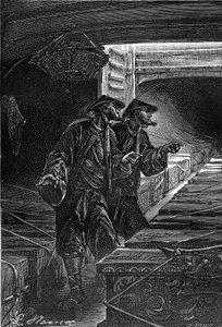 Teckning av Leon Benett, efter Jules Vernes bok "En kines vedermödor i Kina" - Hetzel-upplagan. Extraordinära resor 1879.