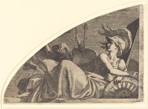 Bellona sitter på sina troféer av Léon Davent after Francesco Primaticcio
