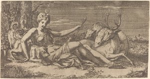 Diana vilar av Léon Davent after Francesco Primaticcio