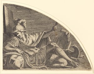 Mars sitter på troféer av Léon Davent after Francesco Primaticcio
