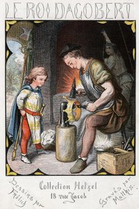 Illustration av Lorenz Frolich (1820-1908) för den populära sången "The Good King Dagobert"". Upplaga J. Hetzel.Omkring 1880.