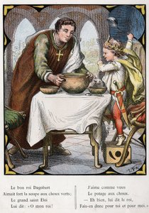 Illustration av Lorenz Frolich (1820-1908) för den populära sången "The Good King Dagobert"". Upplaga J. Hetzel.Omkring 1880.