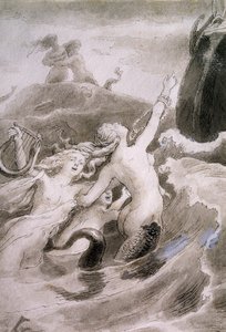 Lilla sjöjungfrun, illustration av Lorenz Frolich (1820-1908) för saga av Hans Christian Andersen (1805-1875)