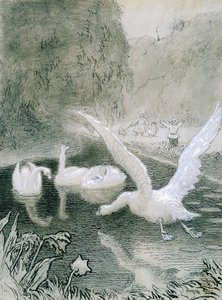 Ugly Duckling, illustration av Lorenz Frolich (1820-1908) för saga av Hans Christian Andersen (1805-1875)