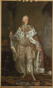 Adolphe Frederic de Suede - Porträtt av Adolph Frederick (1710-1771), kung av Sverige, av Pasch, Lorenz, den yngre (1733-1805). Olja på duk. Mått: 237x143 cm. Nationalmuseum Stockholm