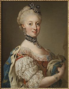 Sophie Madeleine de Danemark, reine de Suede - Porträtt av Sophia Magdalena av Danmark (1746-1813), Sveriges drottning, av Pasch, Lorenz, den yngre (1733-1805). Olja på duk