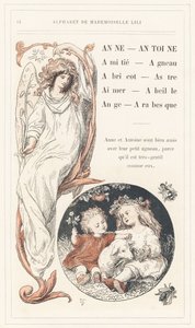 Anne, Antoine, Friendship, Lamb, Apricot, Star, Love, Bee, Angel, Arabesque, sidan 14 - Alfabet av Mademoiselle Lili, av L. Froelich och av en far (Hetzel själv). Bibliotheque  Magasin d