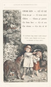 Charles, Cecile, Courage, Lemon tree, Dog, Mushrooms, Doves, Cherries, Curious, Curiosite, sidan 16 - Alfabetet av Mademoiselle Lili, av L. Froelich och av en pappa (Hetzel själv). Bibliotheque  Magasin d