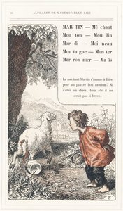 Martin, Mechant, Mouton, Mill, Tuesday, Sparrow, Mountain, Rise, Chestnut, Mais, sidan 26 - Alfabet av Mademoiselle Lili, av L. Froelich och av en pappa (Hetzel själv). Bibliotheque  Magasin d