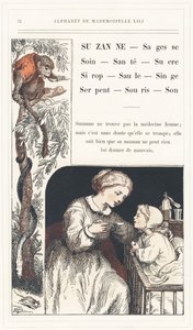 Suzanne, Wisdom, Care, Health, Sugar, Syrup, Willow, Monkey, Snake, Mouse, Sound, sidan 32 - Alfabetet av Mademoiselle Lili, av L. Froelich och av en pappa (Hetzel själv). Bibliotheque  Magasin d