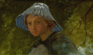 Fru Lina Frølich med solhatt av Lorenz Frølich