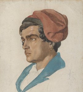 Huvudstudie av en fiskare från Capri, ca. 1849.