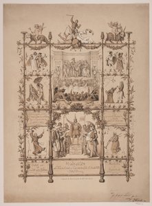 Jubileumstidning om konstnärernas karneval den 3 mars 1854 av Lorenz Frølich