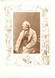 Marginalteckning efter ett fotografi av H. C. Andersen av Lorenz Frølich