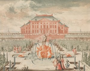 Konings Huis van de Tuin-zyde, med Venusfontänen, i: Tooneel Der Voornaamste N..., n.d..