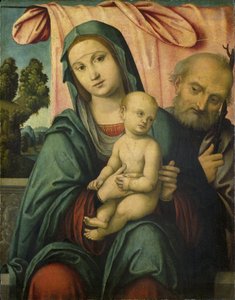 Den heliga familjen av Lorenzo Costa (attributed to)