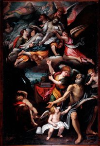 St Hieronymus tittar på den heliga treenigheten (olja på duk av Lorenzo Franchi