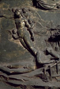 Skapandet av Eva från Adamkusten. Detalj av den orientaliska dörren som kallas Paradise, snidning av Lorenzo Ghiberti
