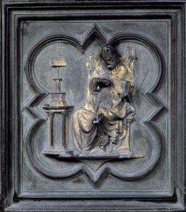 St Augustine, panel H i norra dörrarna till baptisteriet i San Giovanni, 1403-24 (brons)
