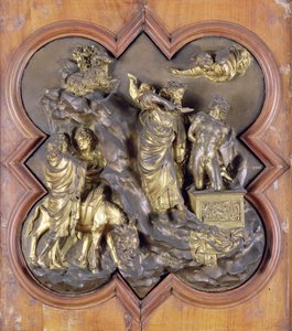 The Sacrifice of Isaac, bronstävlingsrelief för dopdörrarna, Florens, 1401 (brons)