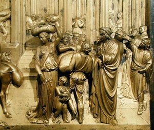 The Story of Joseph, detalj från originalpanelen från Baptisteriets östra dörrar av Lorenzo Ghiberti