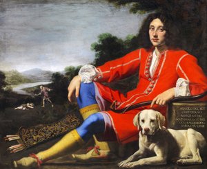 Porträtt av en gentleman med labrador, 1600-talets första hälft..