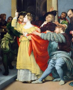 Altartavla av Saint Lucia eller Saint Lucia inför domaren av Lorenzo Lotto