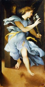 Tillkännagivande ängel, ca 1525, av Lorenzo Lotto (1480 ca-1556), olja på panel, 82x42 cm av Lorenzo Lotto